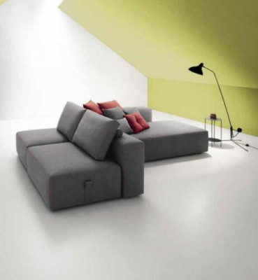 Sofa L-Form Textil Canapé Eck gepolstert Sëtz Sofa Wunnzëmmer modern Alfitalia