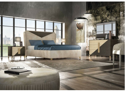 Bett Nuechtisch Kommode 4-tlg. Schlofzëmmer Set Design Modern Luxus Better Nei