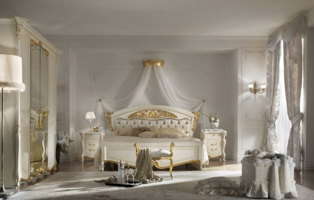 Schlofkummer Bett Design Better 4-Deeler Set Klassesch Italienesch Miwwelen Nuetsdësch