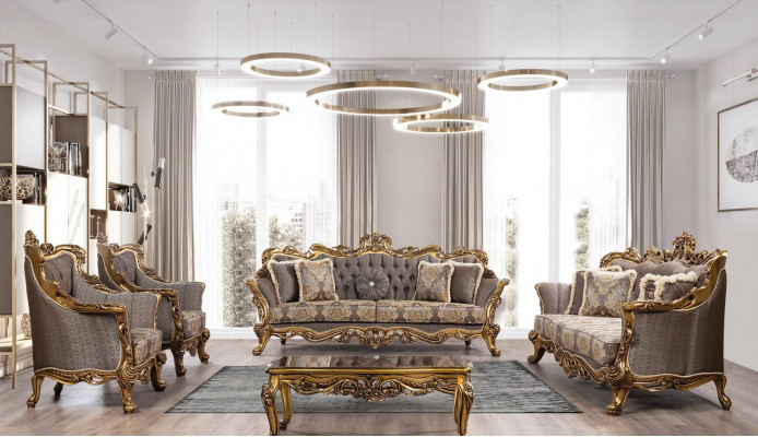 Luxus Sofagarnitur Klassesch Canapé Sofa Polster Miwwelen Set Komplett 5 Deeler