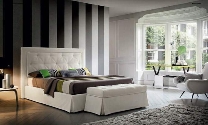 Chesterfield Better 180x200cm Schlofzëmmer Textil Stoff Bett Design Luxus Hotel
