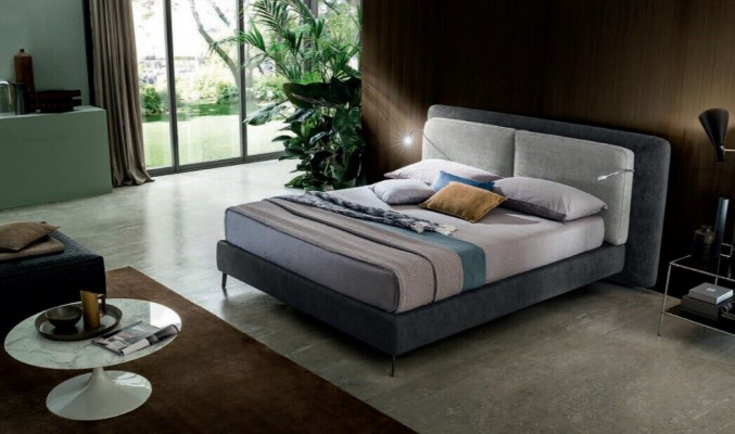 Duebelhotelbetter Schlofzëmmer Textil Bett Polster Design Luxus Holz Italien