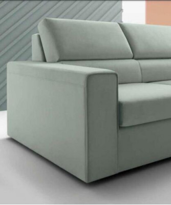Modern Luxus Design Sofa 3 Sëtzer Miwwelen Polster Hellgréng Textil Holz alfitalia