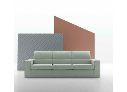 Modern Luxus Design Sofa 3 Sëtzer Miwwelen Polster Hellgréng Textil Holz alfitalia