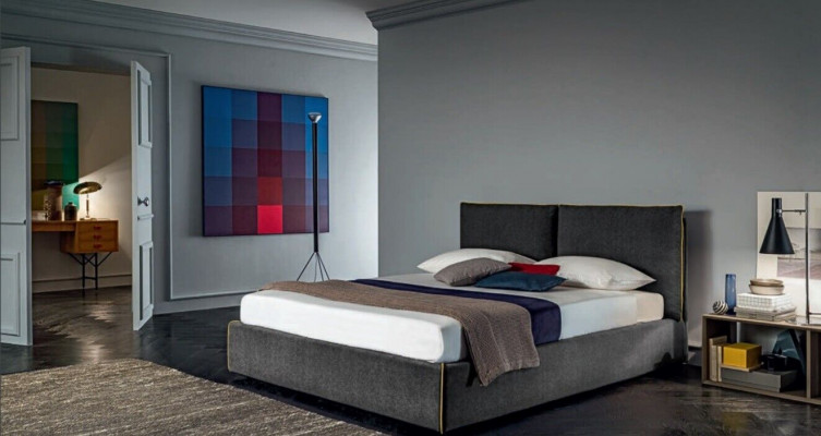 Luxus Gepolsterten Sëtz Stoff Design Bett Schlofkummer Better 180x200 cm Textil Hotel