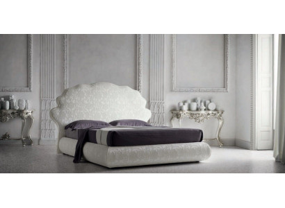 Luxus italieneschen Design Miwwelen Schlofzëmmer Duebelbett 160x200cm HolzTextil Miwwelen