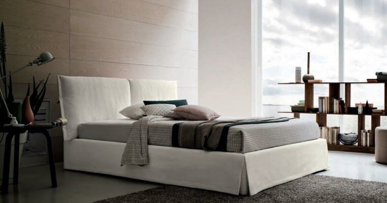 Luxus Duebel Hotel Better 120x200 Schlofzëmmer Wäiss Textil Bett Polster Design