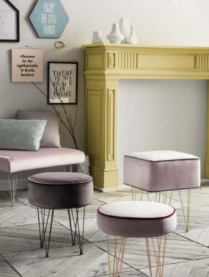 Sëtzblock 3x Hocker Pouf Puff Sëtzpouf Textil Stoff Fousshocker Ottomane Italien