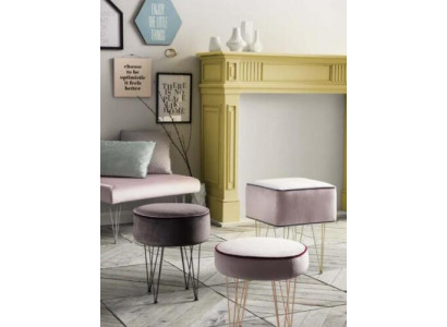 Sëtzblock 3x Hocker Pouf Puff Sëtzpouf Textil Stoff Fousshocker Ottomane Italien