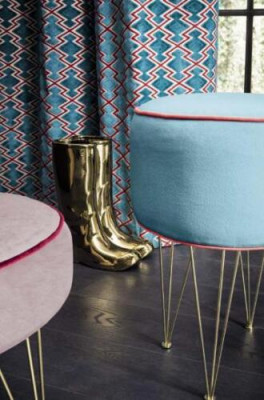 Sëtzblock 3x Hocker Pouf Puff Sëtzpouf Textil Stoff Fousshocker Ottomane Italien