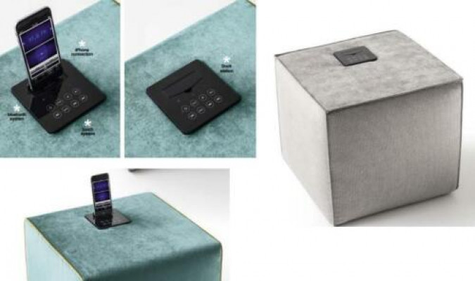 Hocker Opluedstatioun Handy Polsterhocker Sitzhocker Hocker Ottoman Pouf Fousshocker