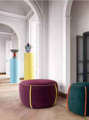 Oval Design gepolsterten Hocker Fousshocker Ottoman Sëtz Textil Gepolstert Pufa
