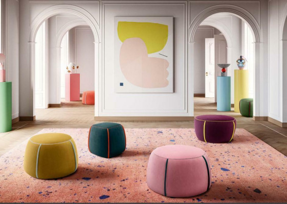 Oval Design gepolsterten Hocker Fousshocker Ottoman Sëtz Textil Gepolstert Pufa