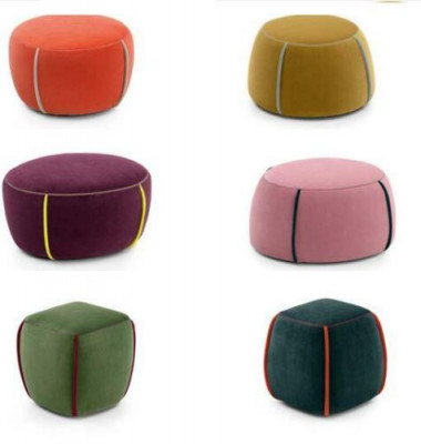 Oval Design gepolsterten Hocker Fousshocker Ottoman Sëtz Textil Gepolstert Pufa