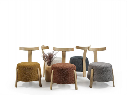 Stull Iesszëmmer Polsterstull Lounge Textil Sëtz Fauteuil Gro Nei Ronn