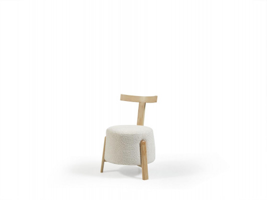 Stull Iesszëmmer Polsterstull Lounge Wäiss Textil Sëtz Sesselle Holz Nei