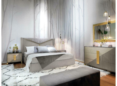 Schlofkummer Bett 2x Nuetsdëscher Better 3-Deeler Set Polster Italienesch Miwwelen nei