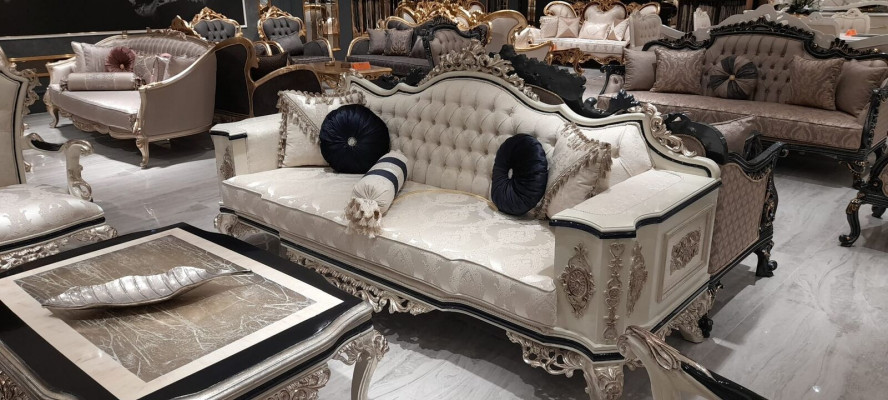 Luxus Wunnzëmmer Canapé Set 3+1 mat Couchtisch Sofasemblen Sofa Canapéen