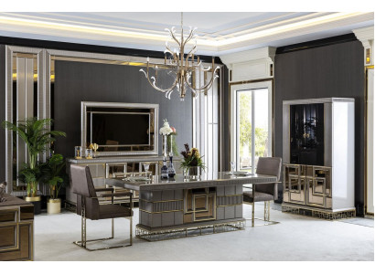 Elegantes Iesszëmmer Set Gro Iessdësch 4x Still Kredenz Spigel 8tlg.