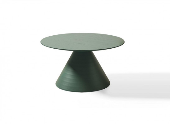 Elegant ronnen, groën Dësch am modernen Stil fir d'Wunnzëmmer.