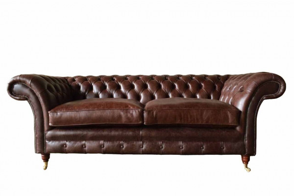 Sofa 3-Sëtzer Couch Polstersofas Couchen Wunnzëmmer Chesterfield Lieder