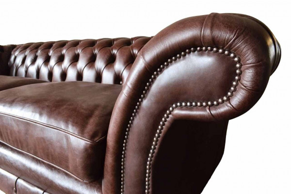 Sofa 3-Sëtzer Couch Polstersofas Couchen Wunnzëmmer Chesterfield Lieder