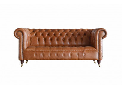 Chesterfield Sofa 3 Sëtz Polster Couchen Sofas Canapé Dräisëtzer Brong