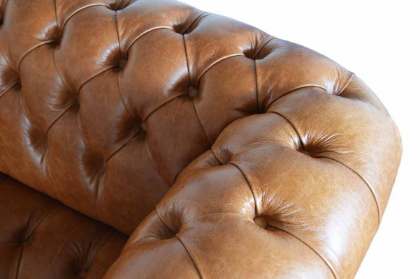Chesterfield Sofa 3 Sëtz Polster Couchen Sofas Canapé Dräisëtzer Brong