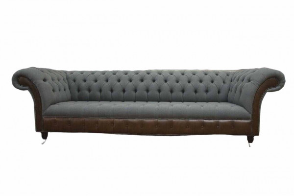Englescht Chesterfield Luxus Textil Sofa 4 Sëtz Sofa Polster Design Stoffsofaen