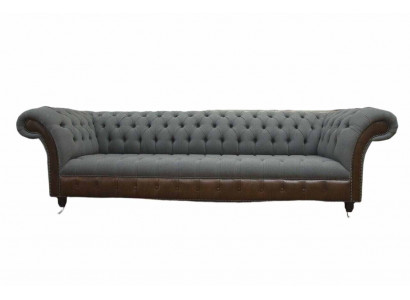 Englescht Chesterfield Luxus Textil Sofa 4 Sëtz Sofa Polster Design Stoffsofaen