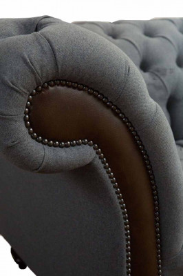 Englescht Chesterfield Luxus Textil Sofa 4 Sëtz Sofa Polster Design Stoffsofaen