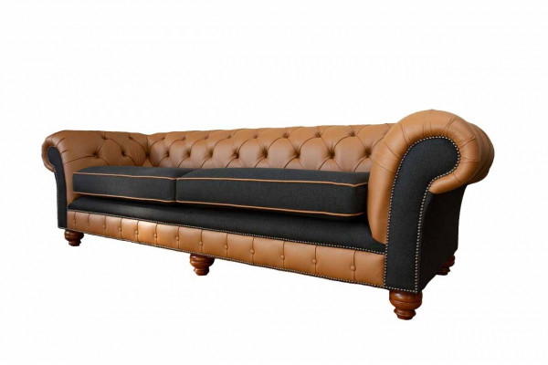 Stilvoll 4-Sëtzer Wunnzëmmer Sofa Polster Couch Grouss Couchen Chesterfield Lieder Textil Nei
