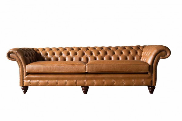 Sofa 4 Sëtzer Couch Polster Chesterfield Sofa Sëtz Lieder Design Brong Miwwelen