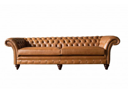 Sofa 4 Sëtzer Couch Polster Chesterfield Sofa Sëtz Lieder Design Brong Miwwelen