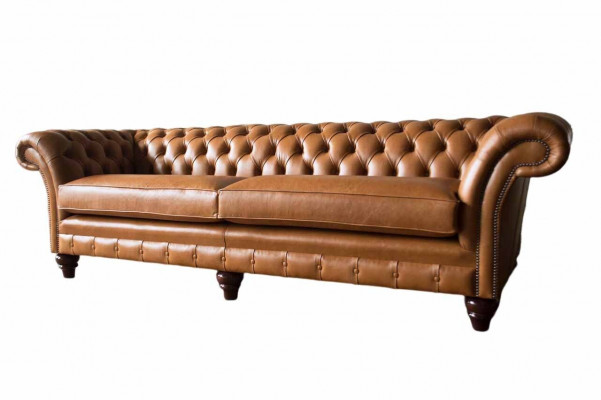 Sofa 4 Sëtzer Couch Polster Chesterfield Sofa Sëtz Lieder Design Brong Miwwelen