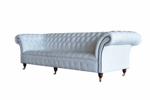 Chesterfield Sofas Design Luxus Wäiss Textil Sofa 4 Sëtzer Stoff Véiersëtzer