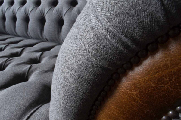 Chesterfield Stoffcanapé Luxus Canapé Pouff Canapé Sëtz Gro Stoff