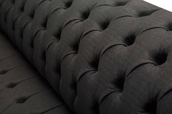 Chesterfield Sofa 4 Sëtzer Schwaarz Stoff Wunnzëmmer Design Canapé Polster