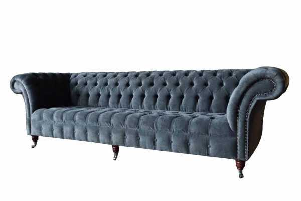 Viersëtzegt Sofa 4-Sëtzer Sofas Modern Gri Design Stoff Chesterfield