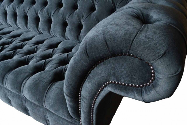 Viersëtzegt Sofa 4-Sëtzer Sofas Modern Gri Design Stoff Chesterfield