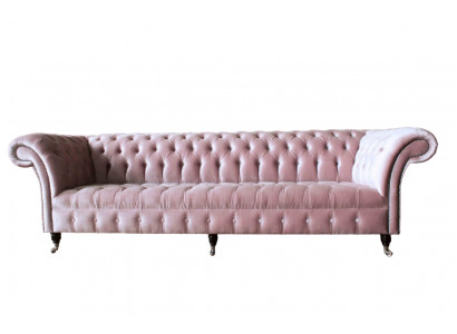 Chesterfield Rosa Canapé Sofa Polster 4 Sëtzer Canapéën Sëtz Sofas