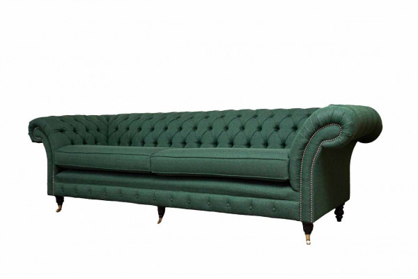Sofa 4 Plaz Gréng Wunnzëmmer Modernen Design Polster Stëbs Luxus