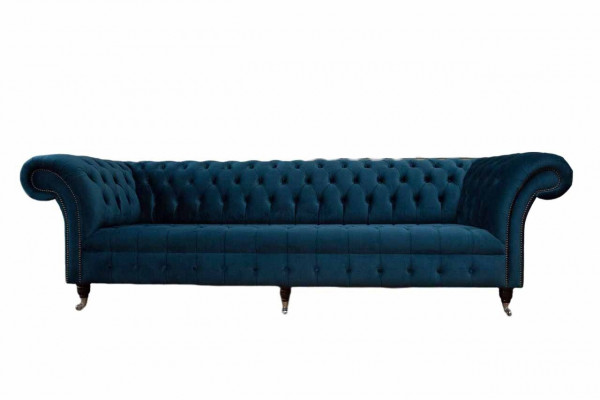 Design Sofa Chesterfield Polster Modern Textil Stoff 4 Sëtzer Schlof