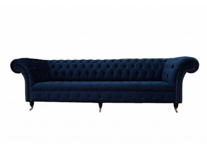 Sofa Chesterfield Sofas 4 Sëtzer Couch Polster Stoff Wunnzëmmer Miwwelen
