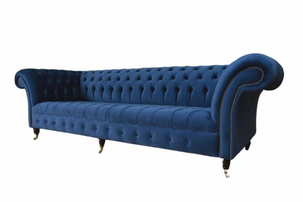 Chesterfield Grouss Sofa Canapé Stoff Samt Polster Couchen 4 Sëtzer Canapéen