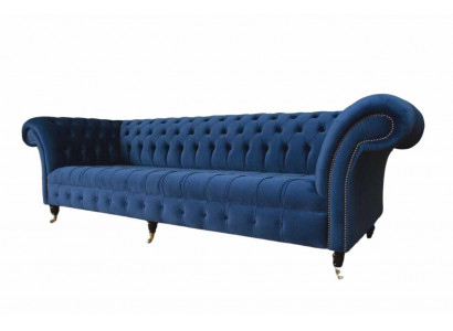 Chesterfield Grouss Sofa Canapé Stoff Samt Polster Couchen 4 Sëtzer Canapéen