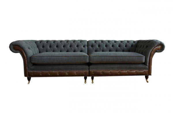 Design Chesterfield Stoff Couch Sofa 4 Sëtzer Polster Gro Sofas Nee.