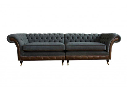 Design Chesterfield Stoff Couch Sofa 4 Sëtzer Polster Gro Sofas Nee.