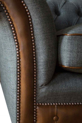 Design Chesterfield Stoff Couch Sofa 4 Sëtzer Polster Gro Sofas Nee.