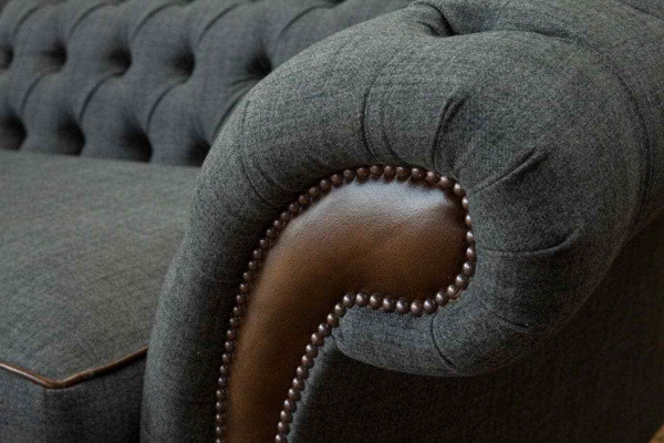 Design Chesterfield Stoff Couch Sofa 4 Sëtzer Polster Gro Sofas Nee.